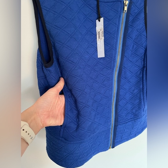 NWT Sanctuary Blue Quilted Moto Vest Asymmetrical Zip Size S - Picture 6 of 8